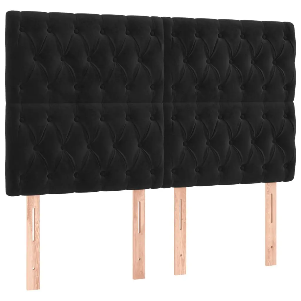 Queen Bed Frame Velvet 152x203cm Black Adjustable Height