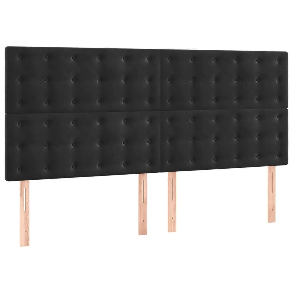 Queen Bed Frame Black Velvet Adjustable Height 152x203cm Plywood Slats