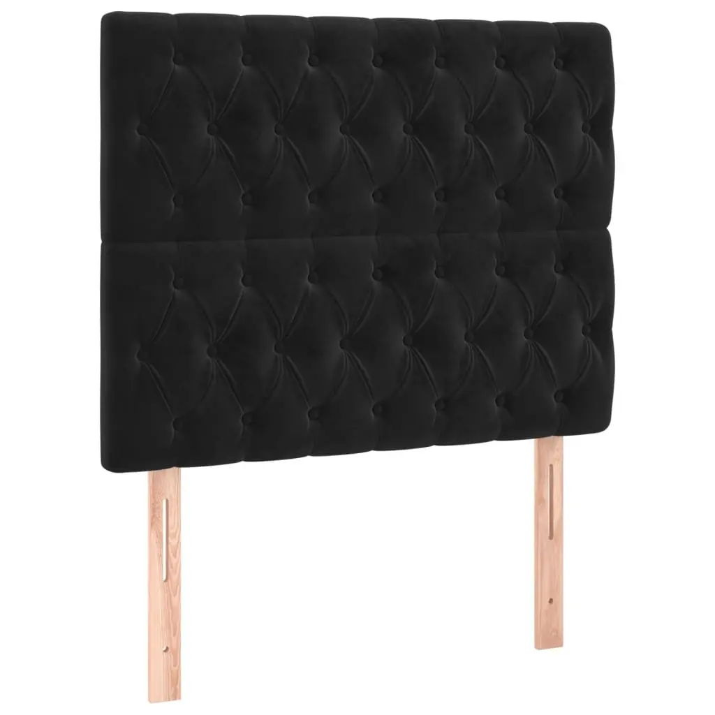 King Single Bed Frame Black Velvet Headboard Adjustable 107x203cm No Mattress