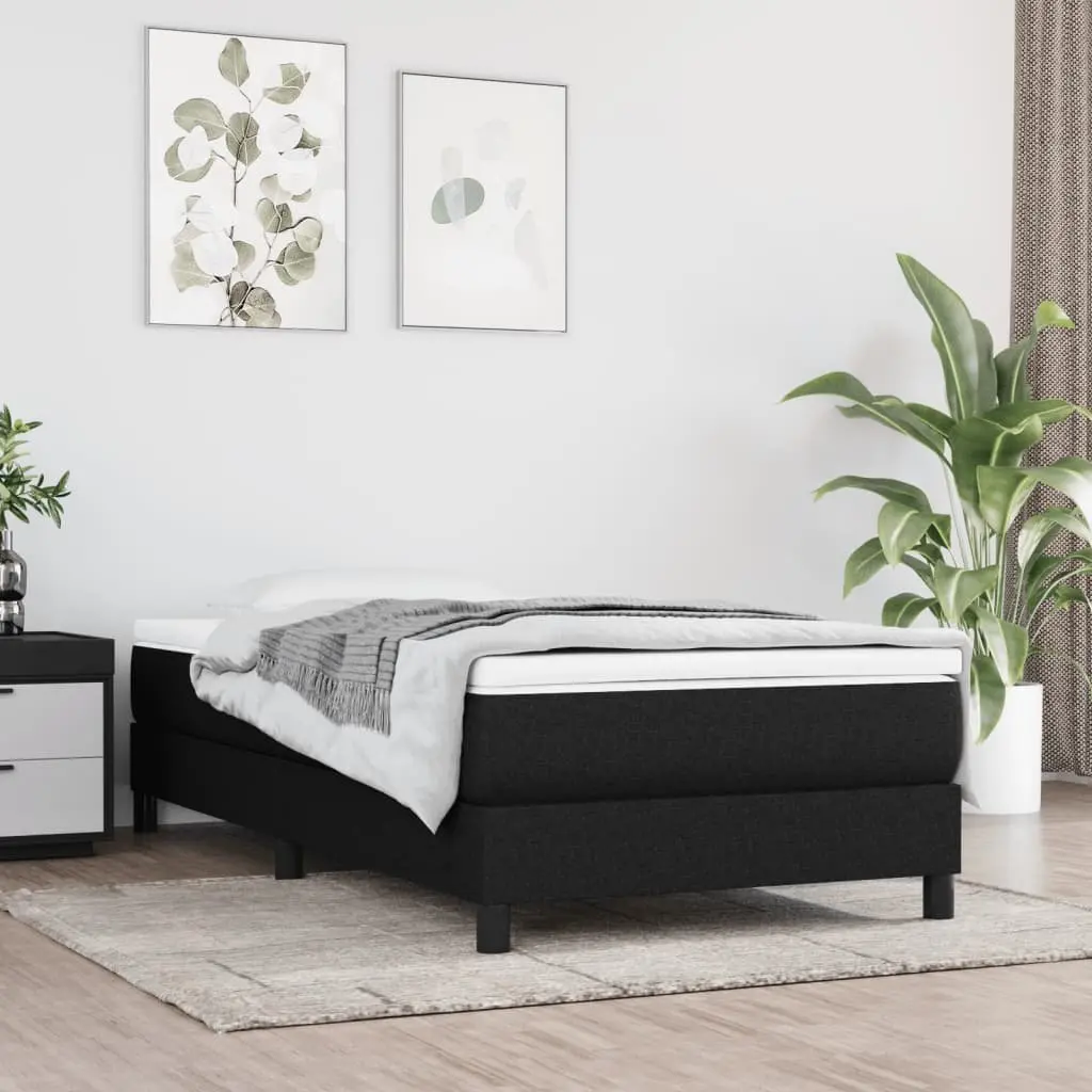 Box Spring Bed with Mattress King Single 106x203 cm Black Fabric Pocket Spring