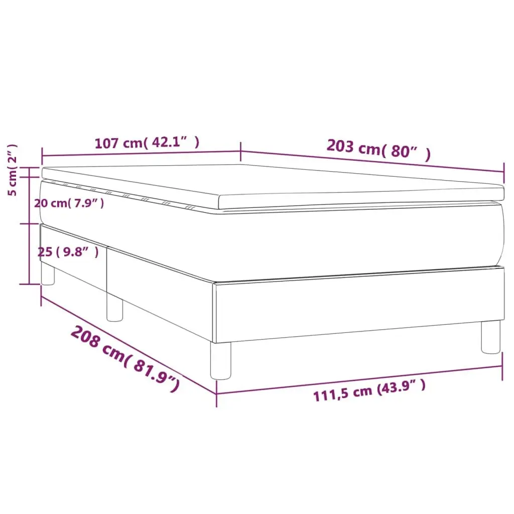 Box Spring Bed with Mattress King Single 106x203 cm Black Fabric Pocket Spring