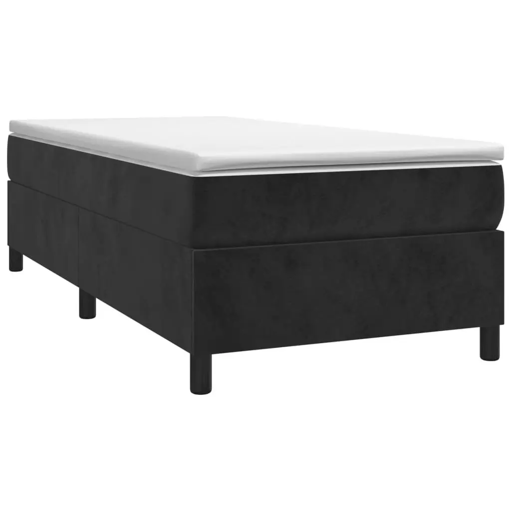 Pocket Spring Mattress Bed Black Velvet King Single 106x203cm with Slatted Base Medium Hard Support