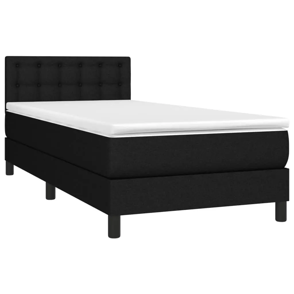 Box Spring Bed Frame with Adjustable Headboard Pocket Spring Mattress King Single Black Fabric