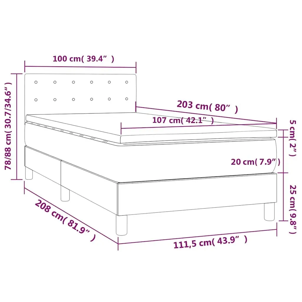 Box Spring Bed Frame with Adjustable Headboard Pocket Spring Mattress King Single Black Fabric