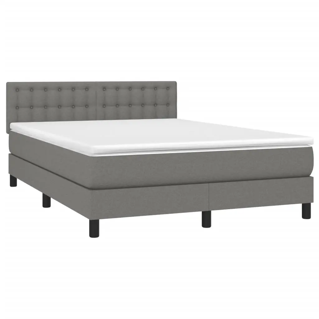 Box Spring Bed Pocket Spring Mattress Queen Size Grey Fabric