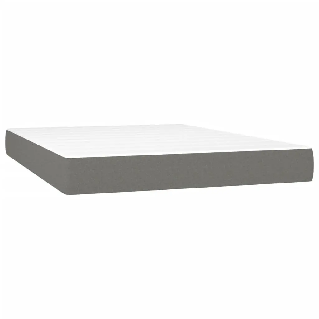 Box Spring Bed Pocket Spring Mattress Queen Size Grey Fabric
