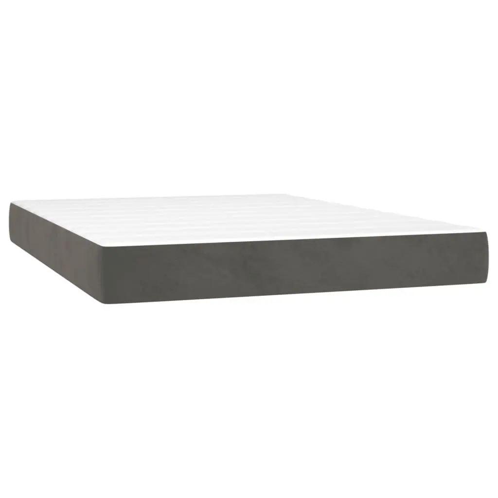 Box Spring Bed Pocket Spring Mattress Queen Size Grey Velvet Headboard