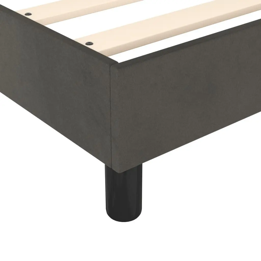 Queen Size Box Spring Bed Pocket Spring Mattress Dark Grey Velvet 153x203cm