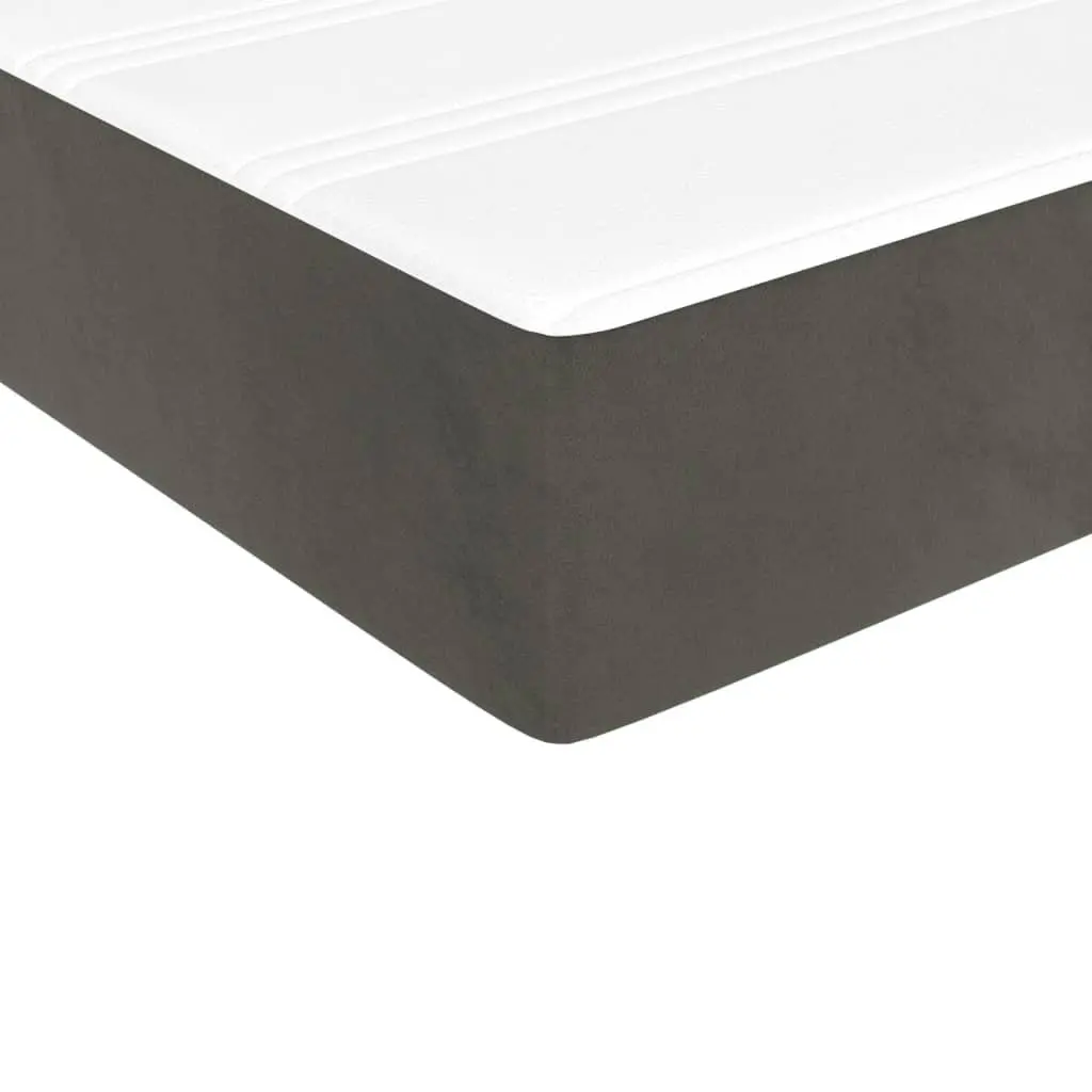 Queen Size Box Spring Bed Pocket Spring Mattress Dark Grey Velvet 153x203cm