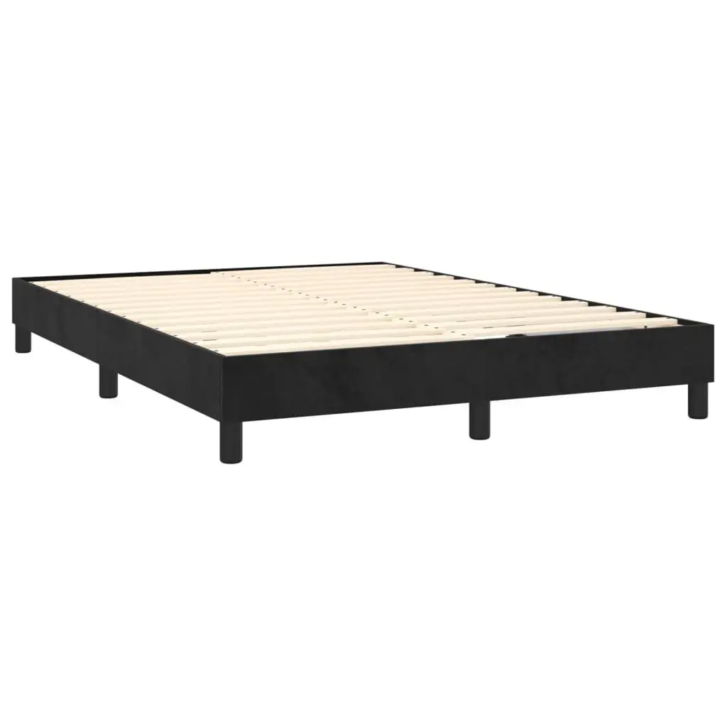 Box Spring Bed with Pocket Spring Mattress Velvet Queen Size Black 153x203cm