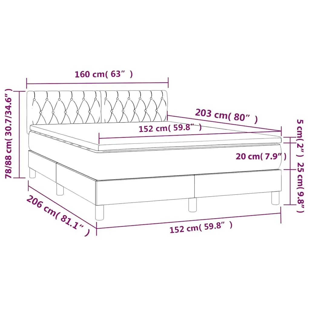 Queen Size Bed with Adjustable Headboard Pocket Spring Mattress Black Velvet