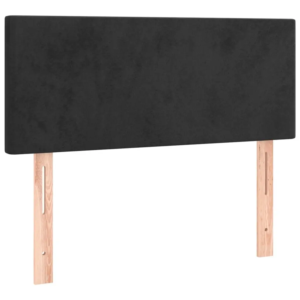 King Single Bed with Velvet Upholstered Frame Adjustable Headboard and Pocket Spring Mattress in Black