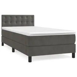 Box Spring Bed King Single 106x203cm Grey Velvet Pocket Spring Mattress
