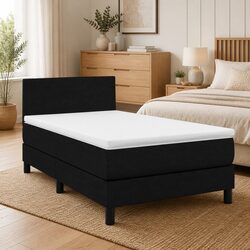 King Single Box Spring Bed with Pocket Spring Mattress LED Headboard Black