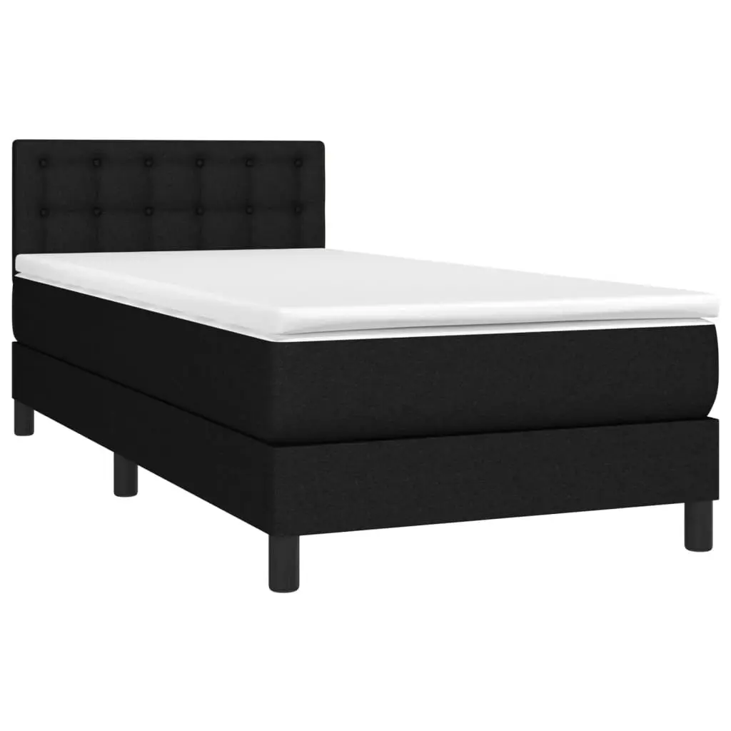 King Single Box Spring Bed with Pocket Spring Mattress LED Headboard Black