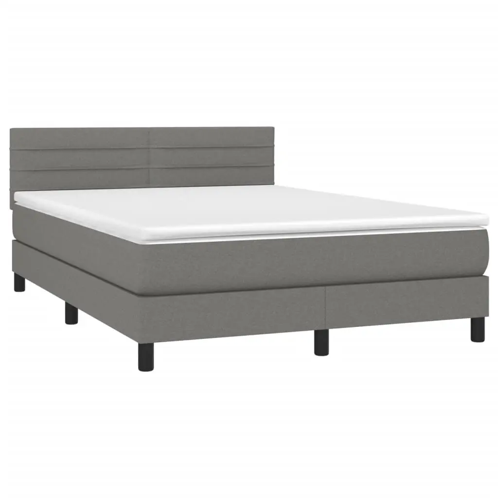 Box Spring Bed with Pocket Spring Mattress Queen Size Grey Fabric