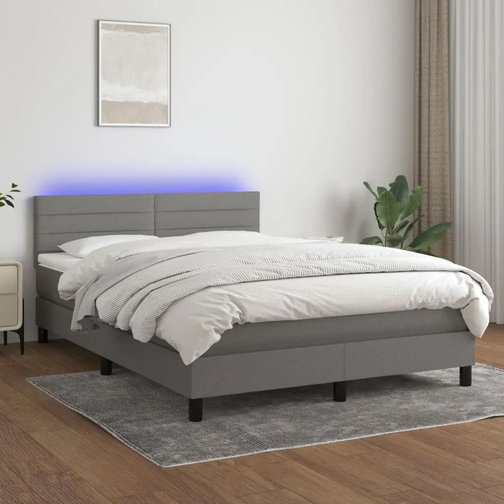 Box Spring Bed with Pocket Spring Mattress Queen Size Grey Fabric