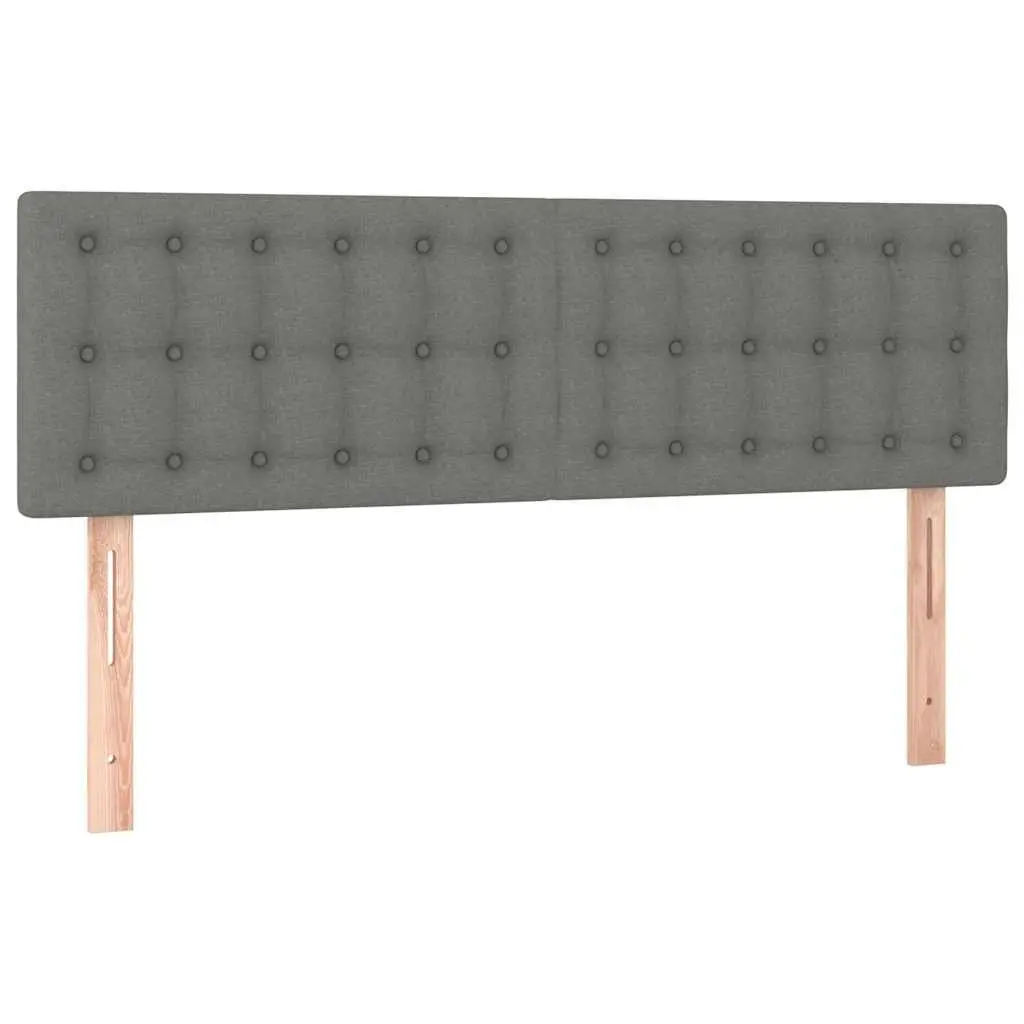 Queen Size Box Spring Bed Fabric Grey with Pocket Spring Mattress and LED Headboard