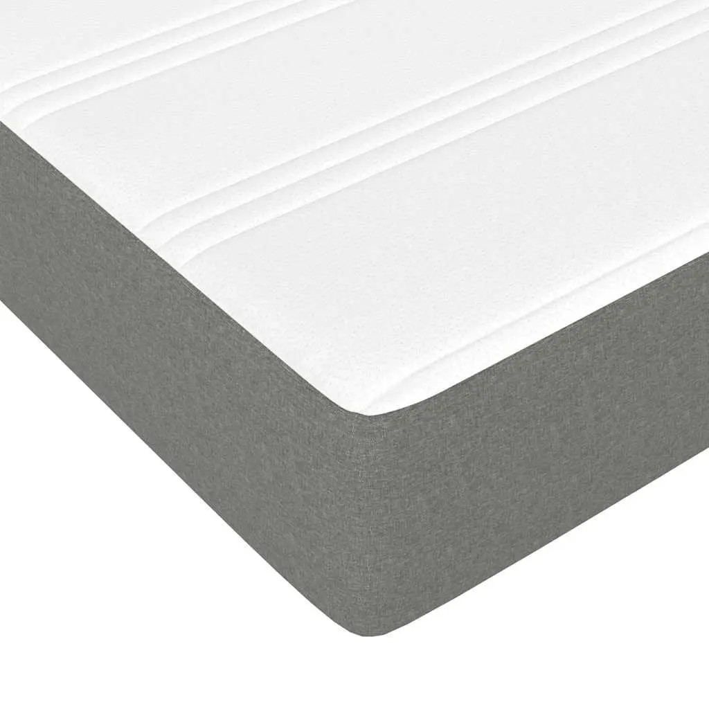 Queen Size Box Spring Bed Fabric Grey with Pocket Spring Mattress and LED Headboard