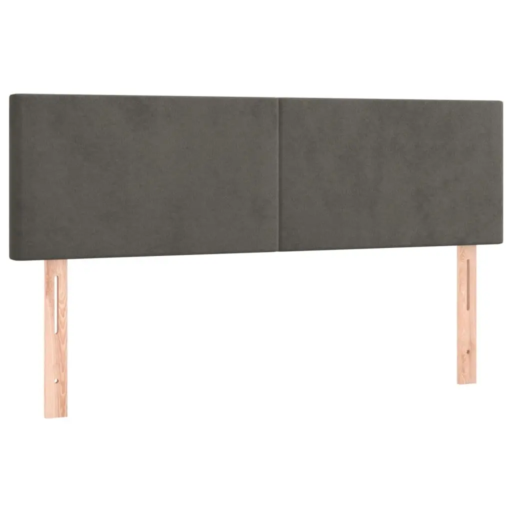 Queen Size Box Spring Bed with Pocket Spring Mattress Velvet Upholstered Adjustable LED Headboard Dark Grey