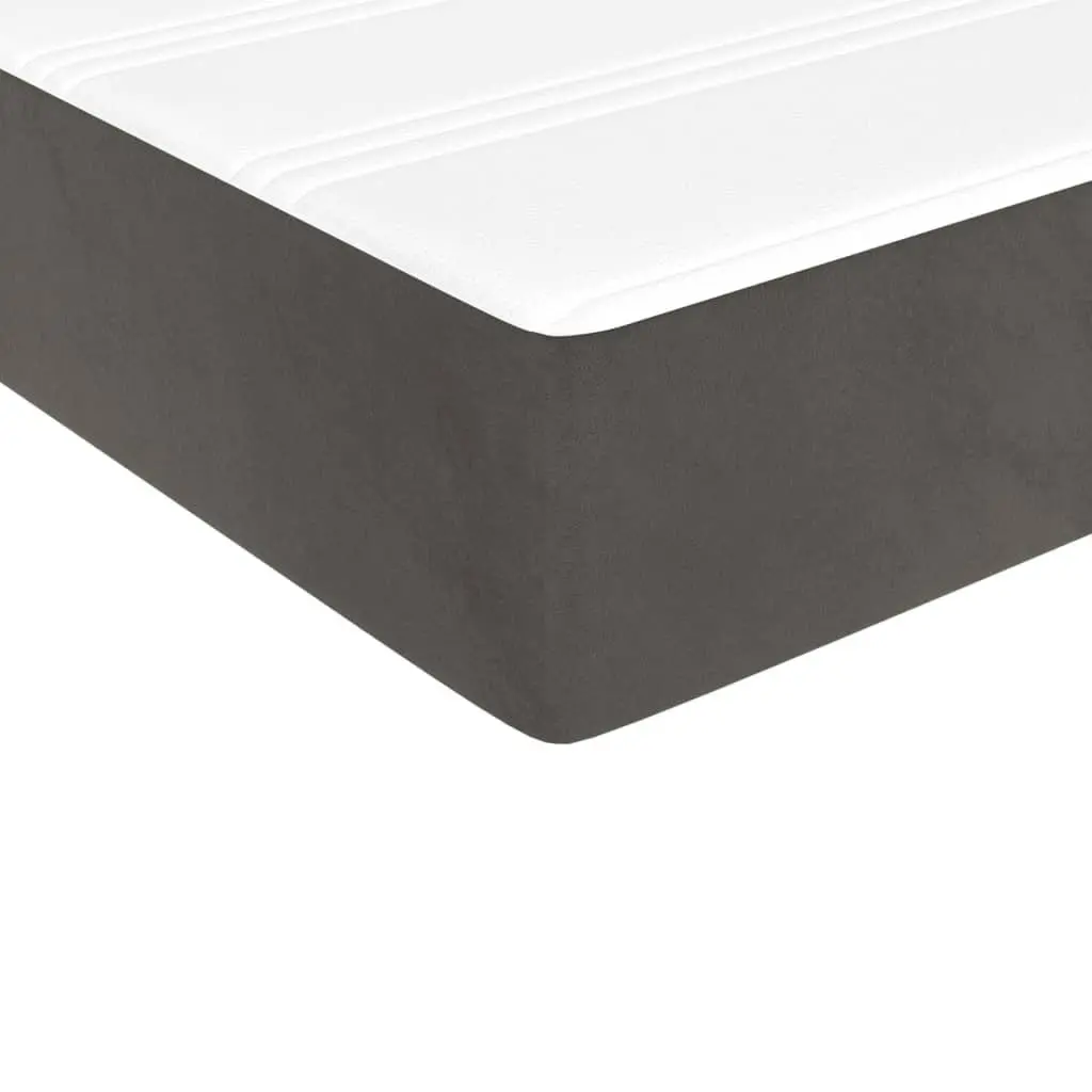 Queen Size Box Spring Bed with Pocket Spring Mattress LED Headboard Grey Velvet