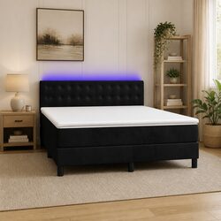Versatile Queen Box Spring Bed with Adjustable LED Headboard