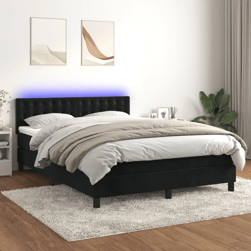 Queen Box Spring Bed with Adjustable LED Headboard