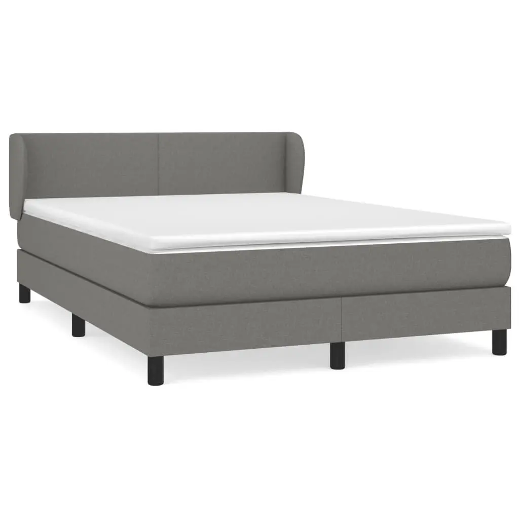 Queen Size Bed Frame with Adjustable Headboard Grey Fabric Pocket Spring Mattress