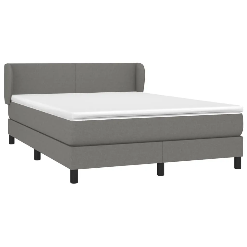 Queen Size Bed Frame with Adjustable Headboard Grey Fabric Pocket Spring Mattress