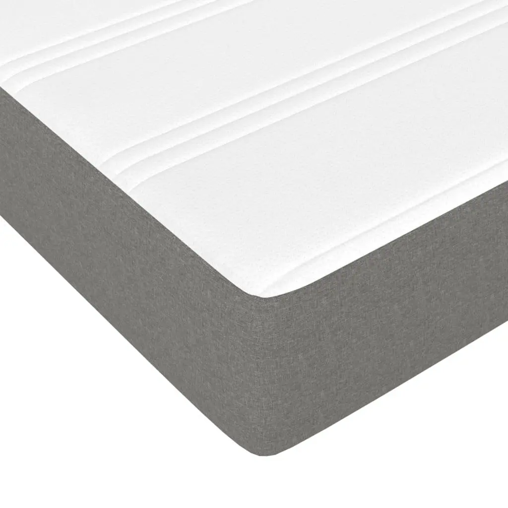 Box Spring Bed with Pocket Spring Mattress Queen Size Dark Grey Fabric Headboard
