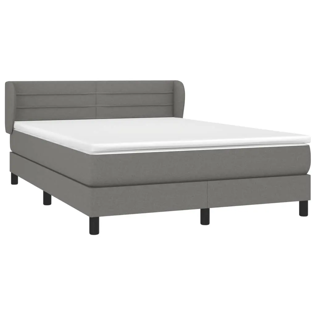 Queen Size Bed Frame with Adjustable Headboard Grey Fabric and Pocket Spring Mattress