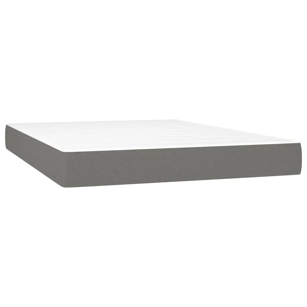 Queen Size Bed Frame with Adjustable Headboard Grey Fabric and Pocket Spring Mattress
