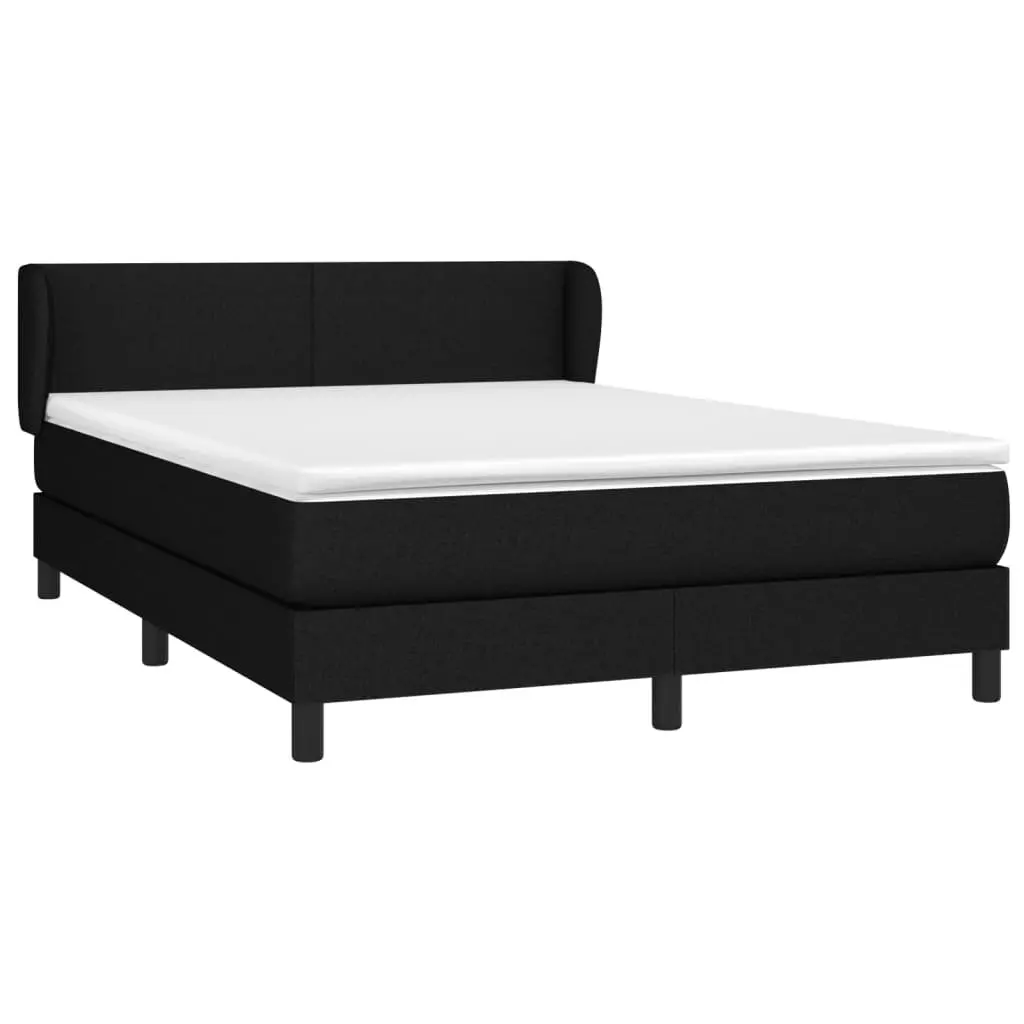 Queen Bed Frame Faux Leather Adjustable Headboard Pocket Spring Mattress Black