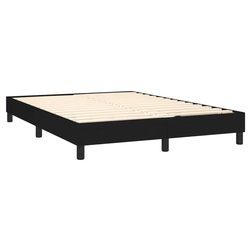 Queen Bed Frame Faux Leather Adjustable Headboard Pocket Spring Mattress Black