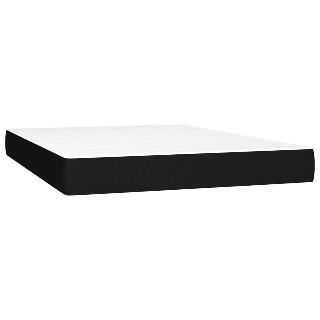 Queen Bed Frame Faux Leather Adjustable Headboard Pocket Spring Mattress Black