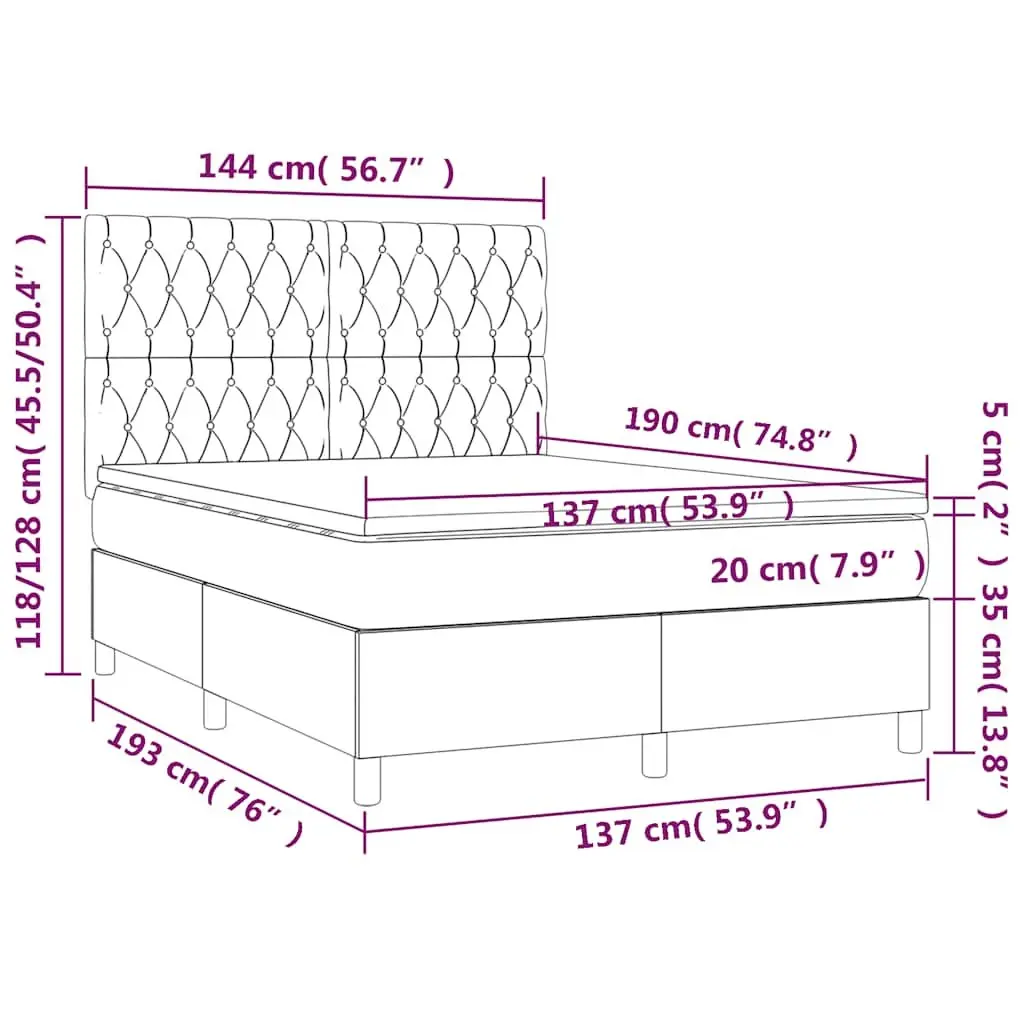 Box Spring Bed Pocket Spring Mattress Double Size Black Velvet Adjustable Headboard
