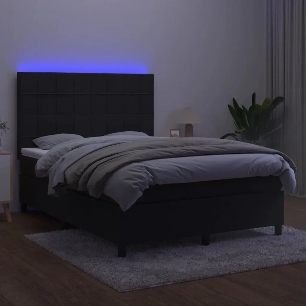 Queen Size Box Spring Bed with LED Lights