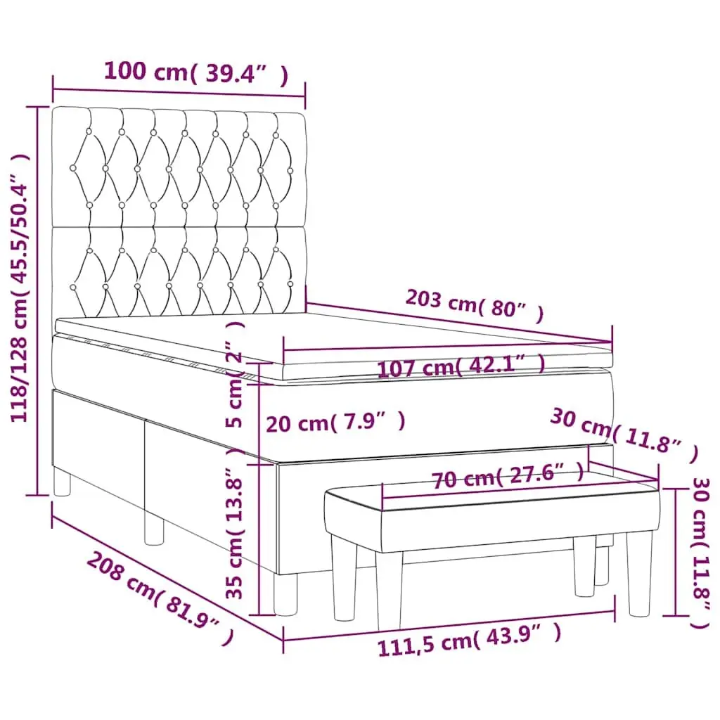 Box Spring Bed with Adjustable Headboard Pocket Spring Mattress King Single Size Black Velvet