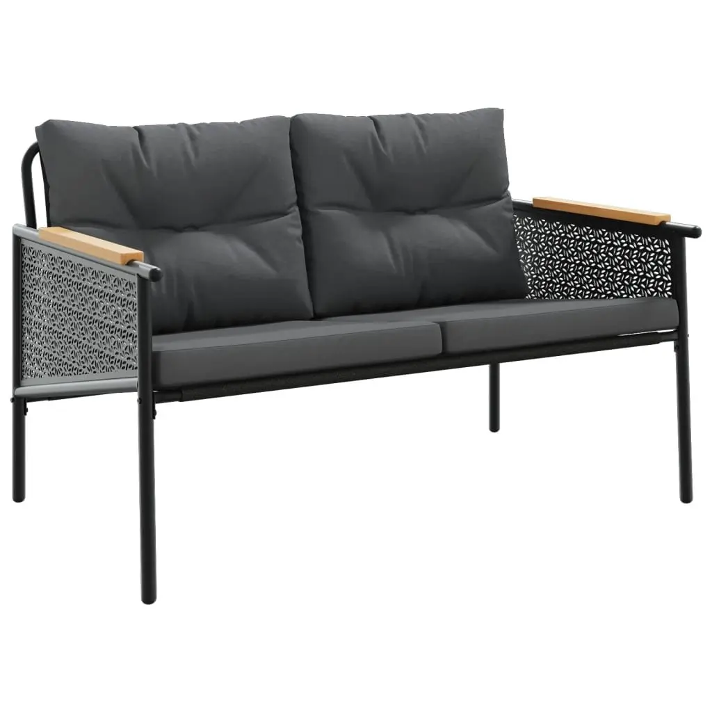 3 Piece Balcony Furniture Set Black Steel Frame Outdoor Patio Garden Seating