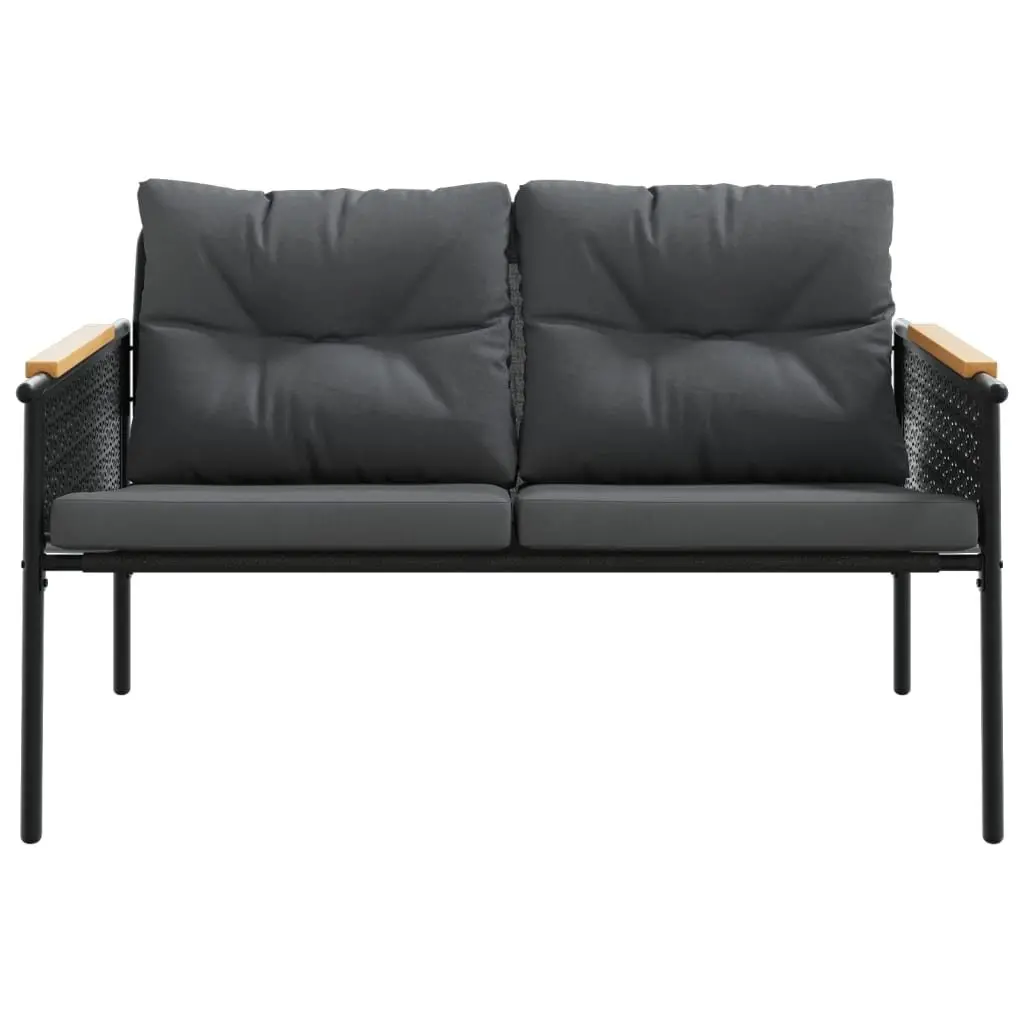 3 Piece Balcony Furniture Set Black Steel Frame Outdoor Patio Garden Seating