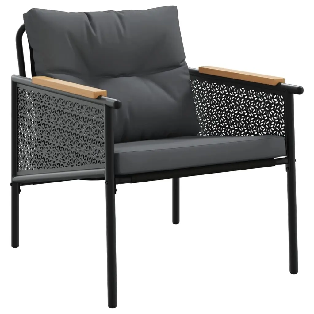 3 Piece Balcony Furniture Set Black Steel Frame Outdoor Patio Garden Seating