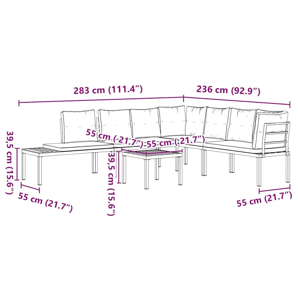 Garden Bench Set 5 pcs Outdoor Furniture with Cushions Black Steel Frame