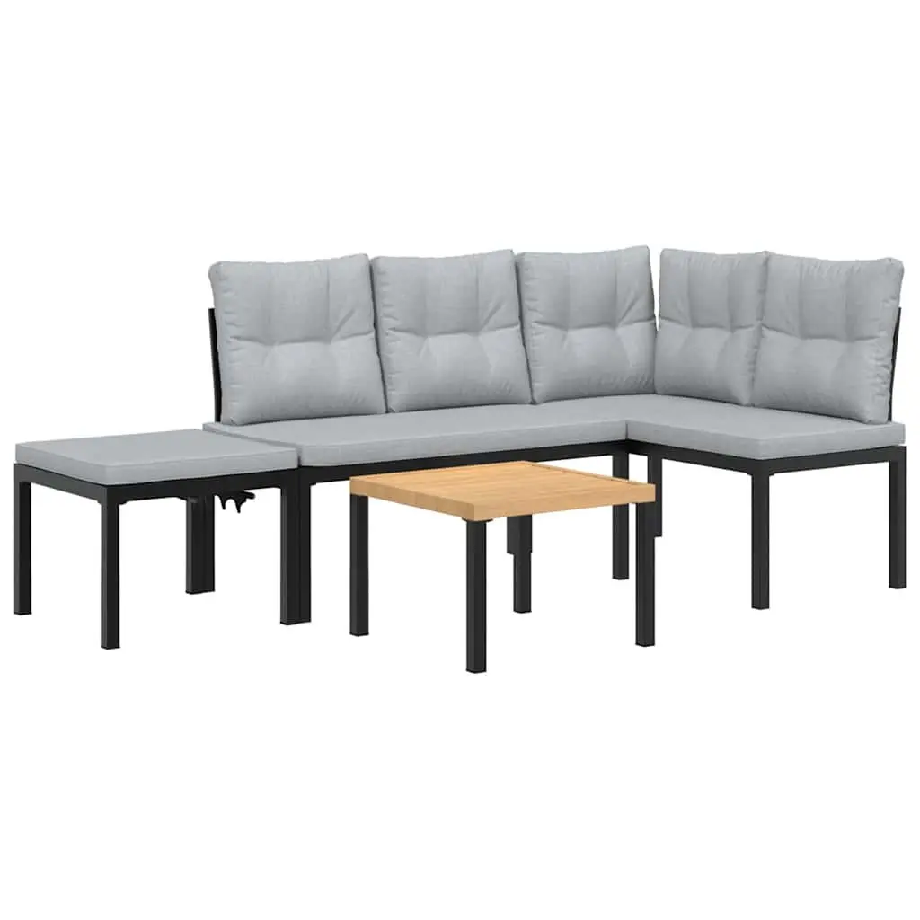 4-Piece Black Bench Set for Outdoor Spaces