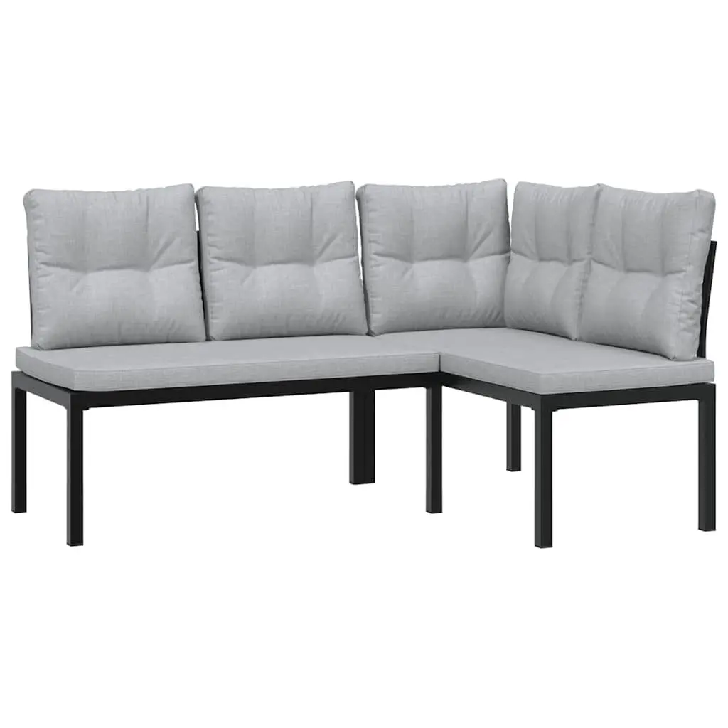 4-Piece Black Bench Set for Outdoor Spaces