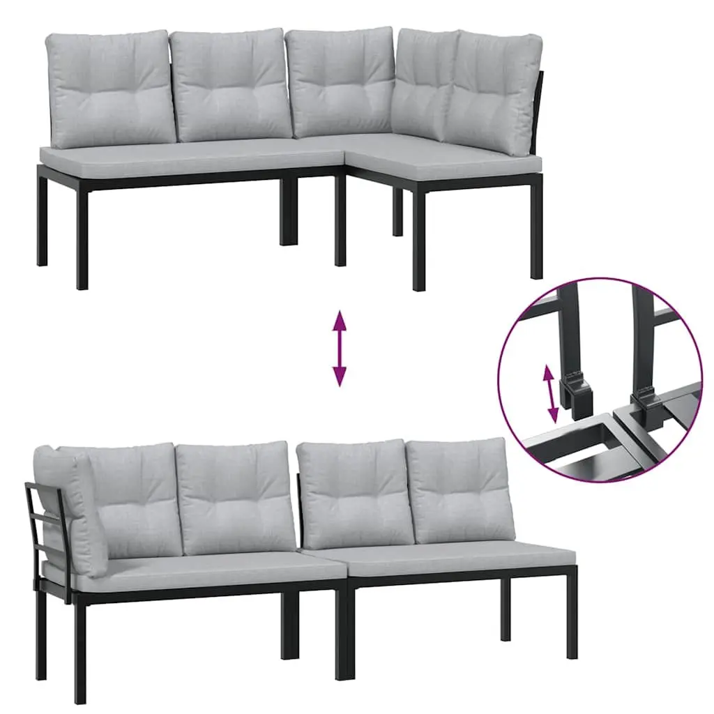 4-Piece Black Bench Set for Outdoor Spaces