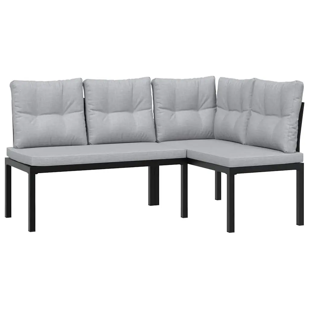 Garden Sofa Set Powder-coated Steel 6 Piece Light Grey Outdoor Furniture Patio Seating