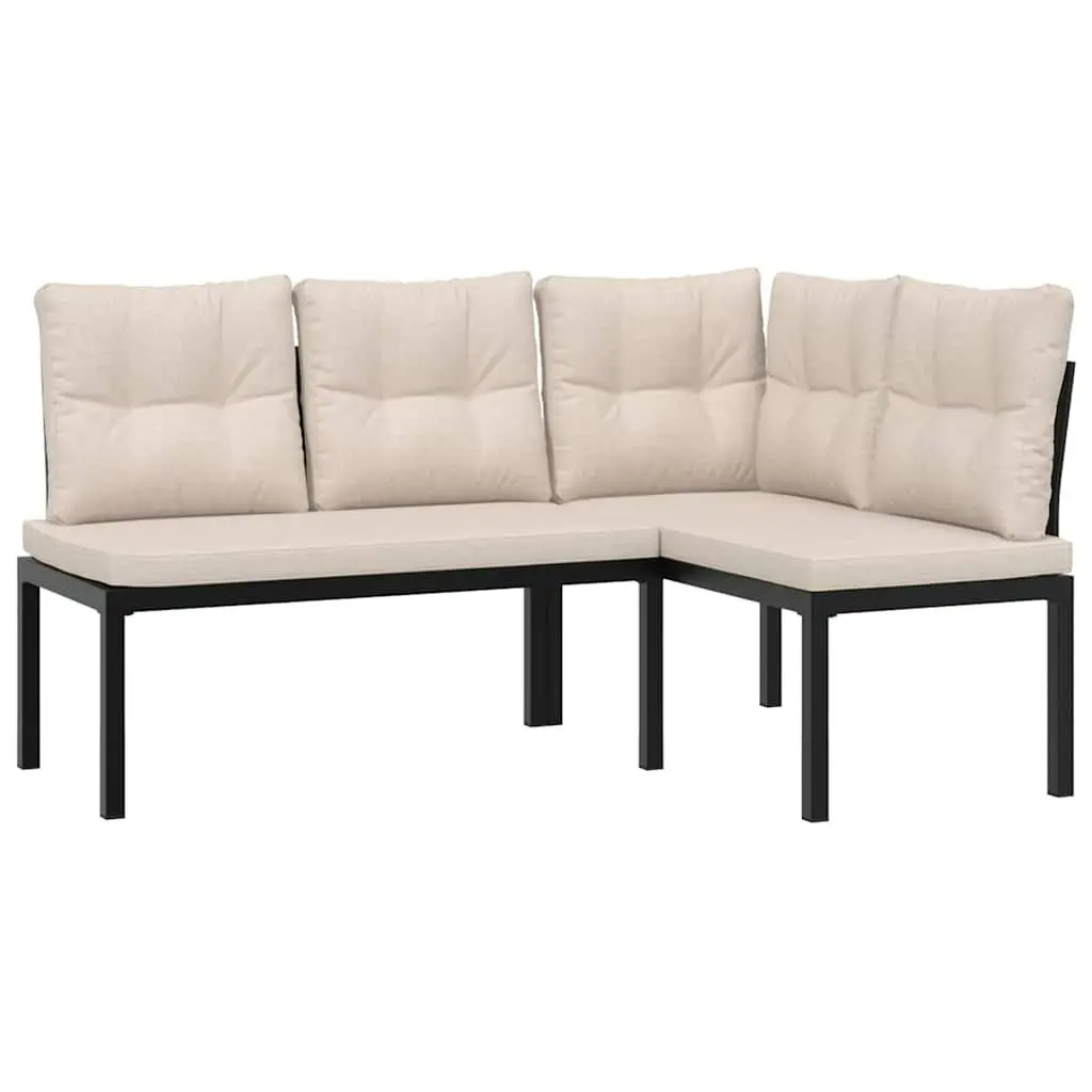 Garden Sofa Set Powder-Coated Steel 5 Piece Modular Outdoor Lounge with Cushions Taupe