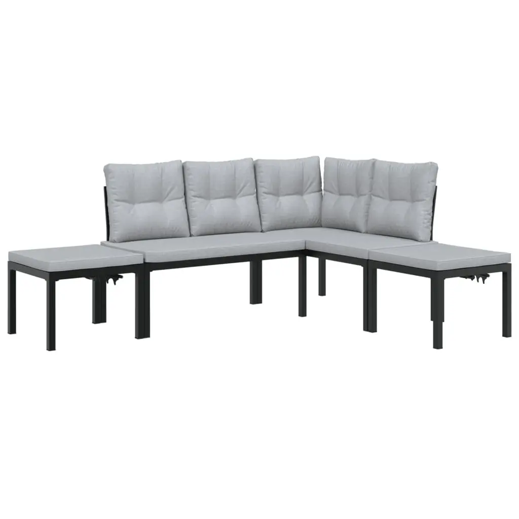 4 Piece Garden Sofa Set Outdoor Furniture with Cushions Light Grey Patio Seating