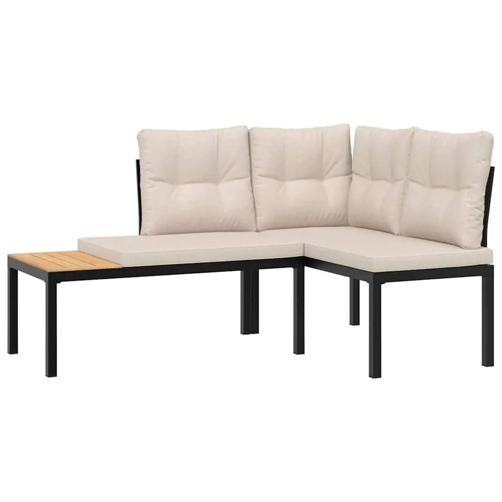 4 Piece Outdoor Garden Sofa Set with Cushions Side Table Patio Furniture Black