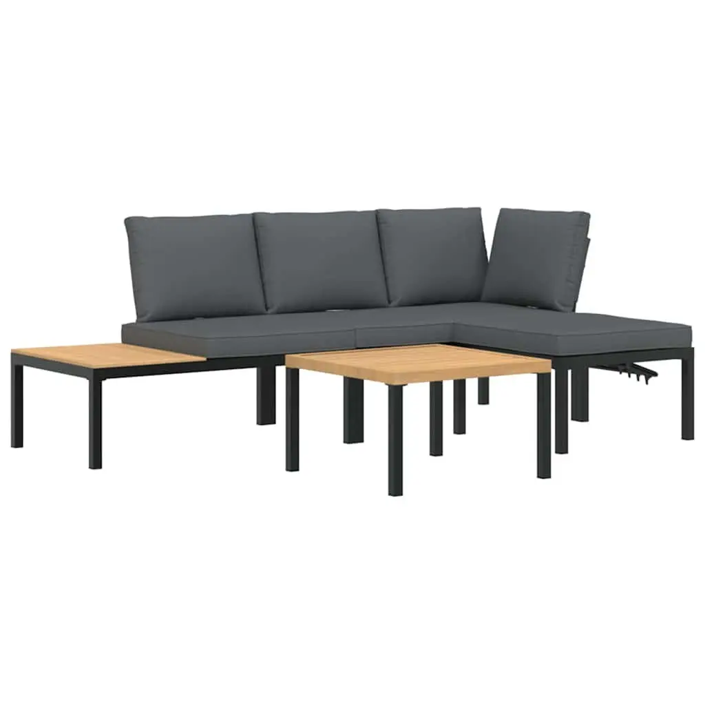 Garden Sofa Set 4 Piece Outdoor Furniture Black Patio Modular Seating with